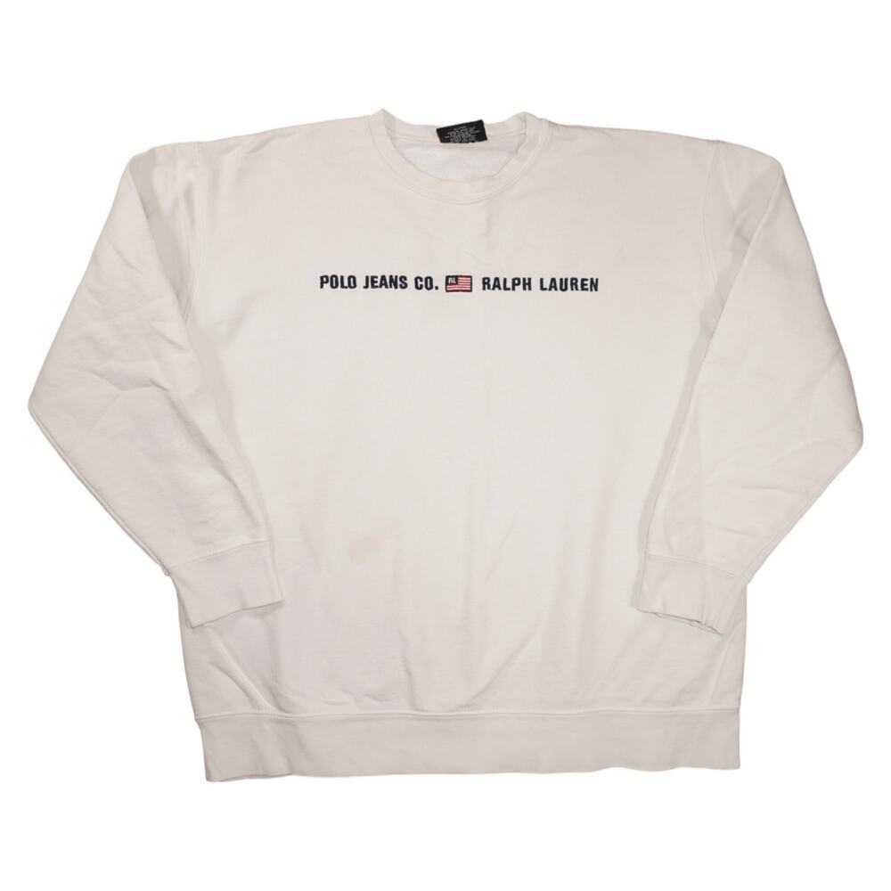 Vintage Polo Jeans Co Ralph Lauren Crewneck Sweatshirt White Small Usa Made